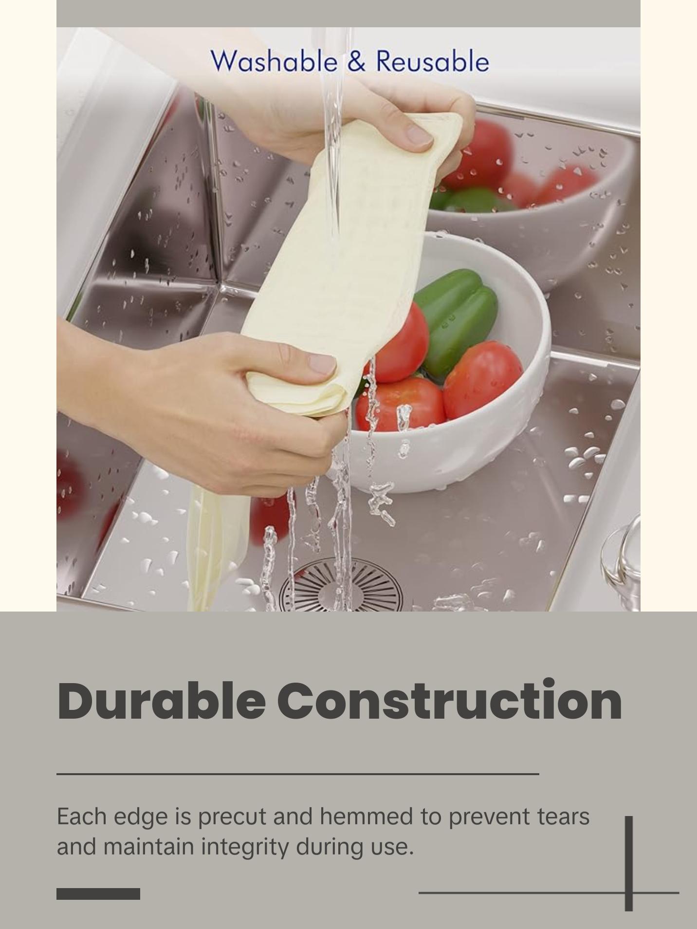 New England Stories Grade 100, 20x20 Inch Hemmed Organic Cheese Cloth Strainer