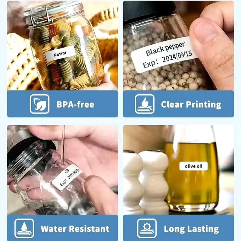 Portable thermal paper, self-adhesive, suitable for use in schools, offices, and homes. Can be used to print clothing labels, spice jar labels, name tags, with a waterproof, oil-resistant, and durable design.