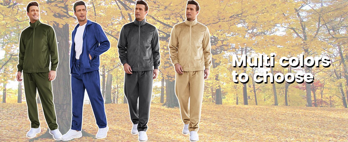 COOFANDY Mens 2 Piece Velour Tracksuit Full Zip Jackets Pants Velvet Jogging Suits Sweatsuit Set