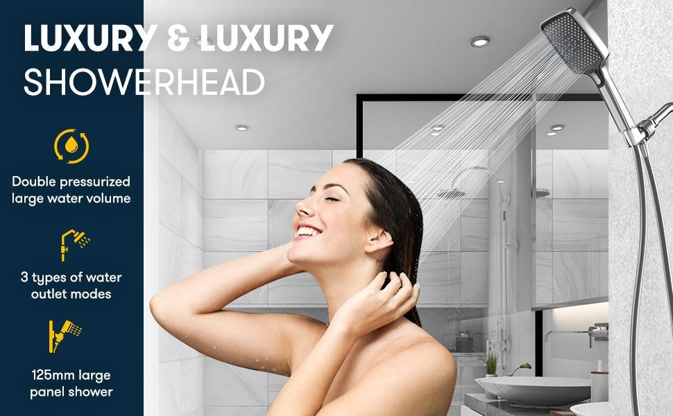 ROLAKUL High Pressure Multi-Mode Handheld Showerhead with Anti-clogging Nozzles & Built-in Power Wash Function for Tub Tiles & Pets Extra-long Stainless Steel Hose Wall Ceiling Mounts