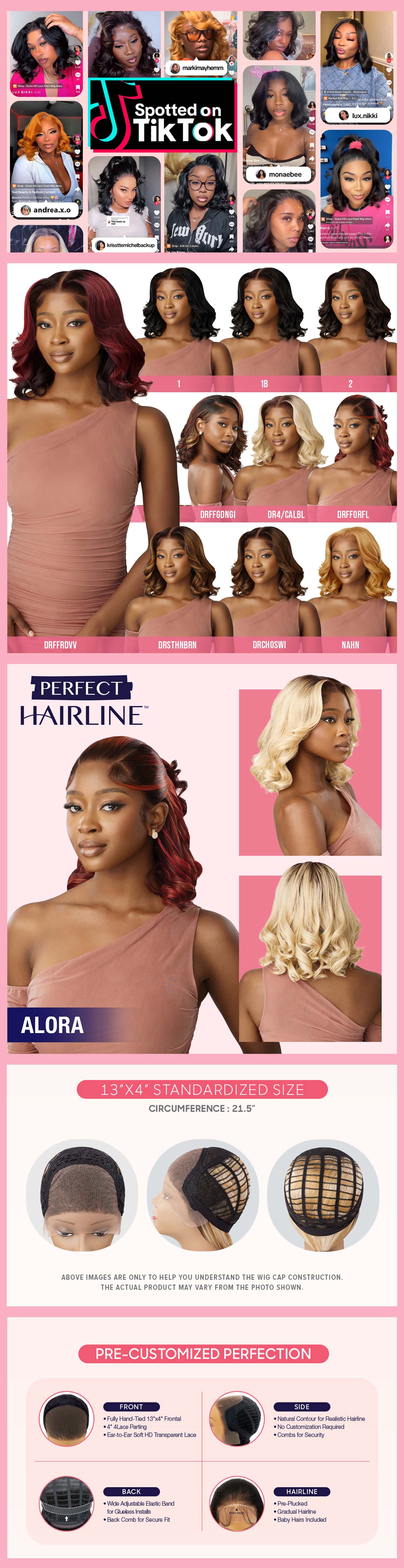 Outre HD Lace Front Wig Perfect Hairline Glueless Fully Hand-Tied 13X4 Lace Wig Alora Outre HD Lace Front Wig Perfect Hairline Glueless Fully Hand-Tied 13X4 Lace Wig Alora