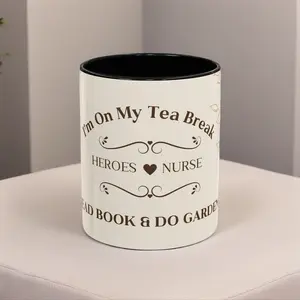 I’m On My Tea Break Heroes Nurse Mug | Floral Accent Coffee Mug