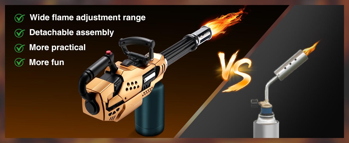 【FathersDayGift】ARTFLAMM Powerful Propane Torch , Kitchen Blow Torch Gun with Adjustable Flame, Detachable Cooking Torch for Searing Steak, Camping, BBQ, Welding (Tank Not Included) fathersdaygift