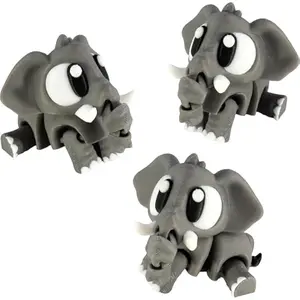PowerTRC 3D Printed Articulated Elephant Fidget Toy 3 Pack – Flexible Cute Animal Desk Decor, Adult Fidget Collectible – 3D Printed in USA