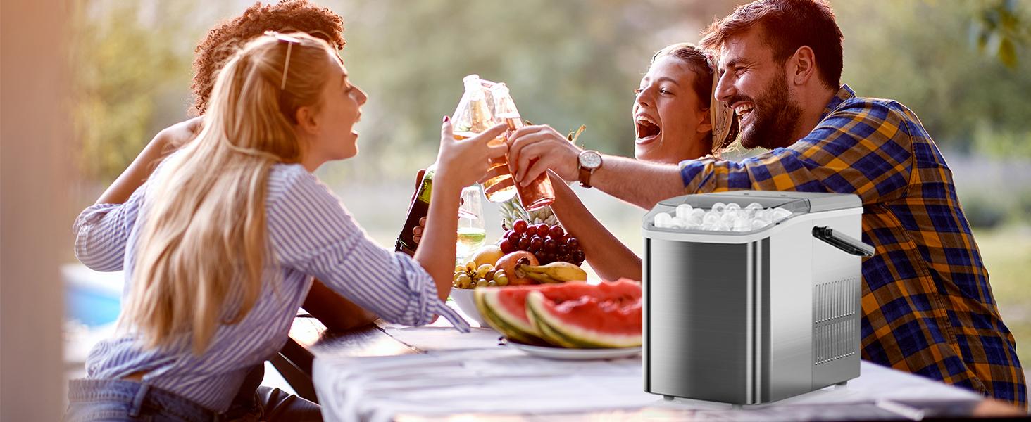 Gadgets Specialty Kitchen Utensils Countertop Ice Maker for Drinking, Portable Self-Cleaning Ice Machine with Ice Scoop, Basket and Handle