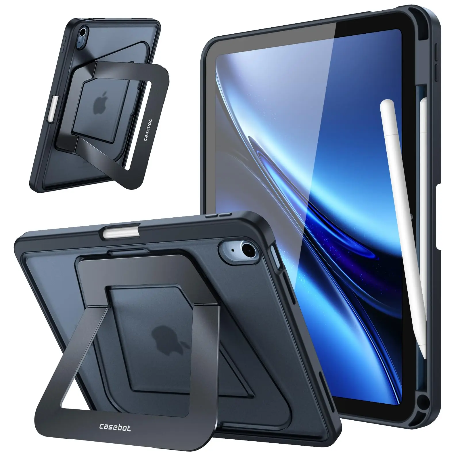 Fintie Sturdy Shockproof iPad Case - Adjustable Multifunctional Premium Stand, Built-In Pencil Holder, Rigid Full-Body Slim Back Cover, Shockproof Guard, Ergonomic Accessories for Hands-Free Browsing