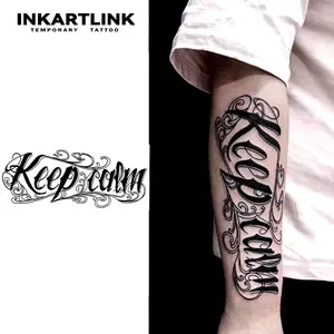 INKARTLINK Magic Tattoo 2 Sheets, Waterproof, Semi-permanent, Long-lasting, Temporary, Simple Fake Sticker, Keep Calm, Party, Art，Henna Designs