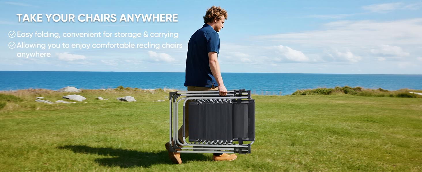 Zero Gravity Chair, Reclining Camping Lounge Chair, Reclining Patio Chairs with Cup Holder Trays and Removable Cushion, Folding Recliner for Indoor and Outdoor Zero Gravity Chair, Reclining Camping Lounge Chair, Reclining Patio Chairs with Cup Holder Trays and Removable Cushion, Folding Recliner for Indoor and Outdoor