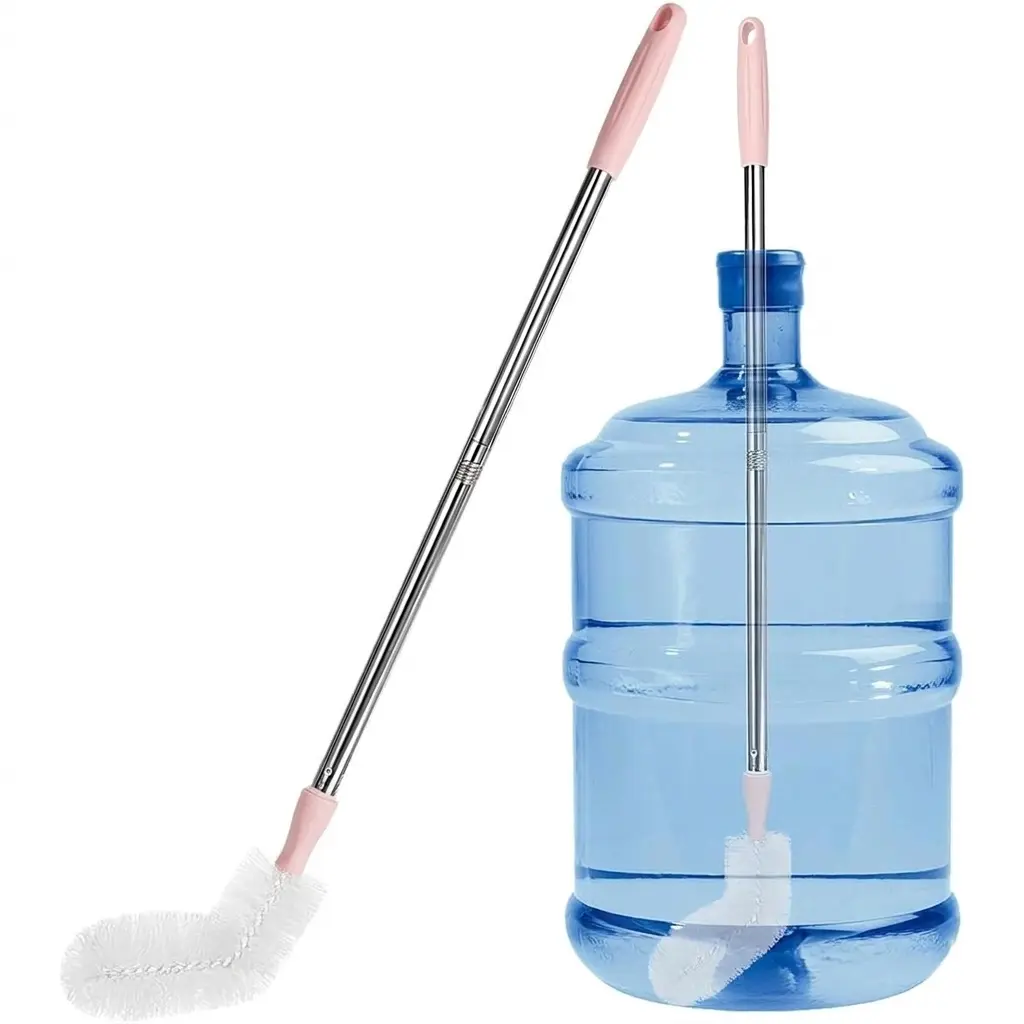 2-Pieces Long Handle Stainless Steel Bottle Cleaning Brushes (29.5" Extra Long), Bendable Nylon Bristles, Durable 5-gal Water Bucket Cleaner, 360° Scrubbing for Tanks, Big Bottles (Opening >1.7")