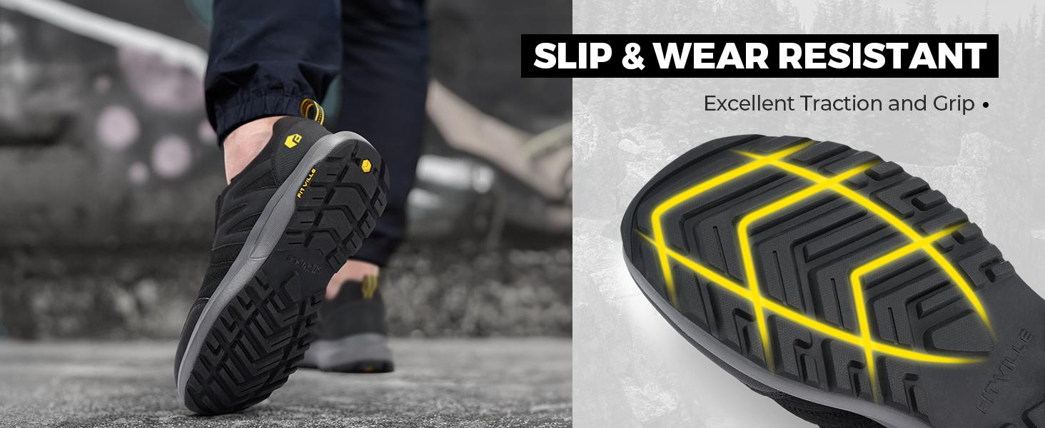 FitVille Men's Explorer Outdoor Slip-On Sneakers V2 Durable Synthetic Leather Rubber Sole for Casual Walking and Running Outdoorfun Athletic Shoes Mesh Shoes SpringStatements