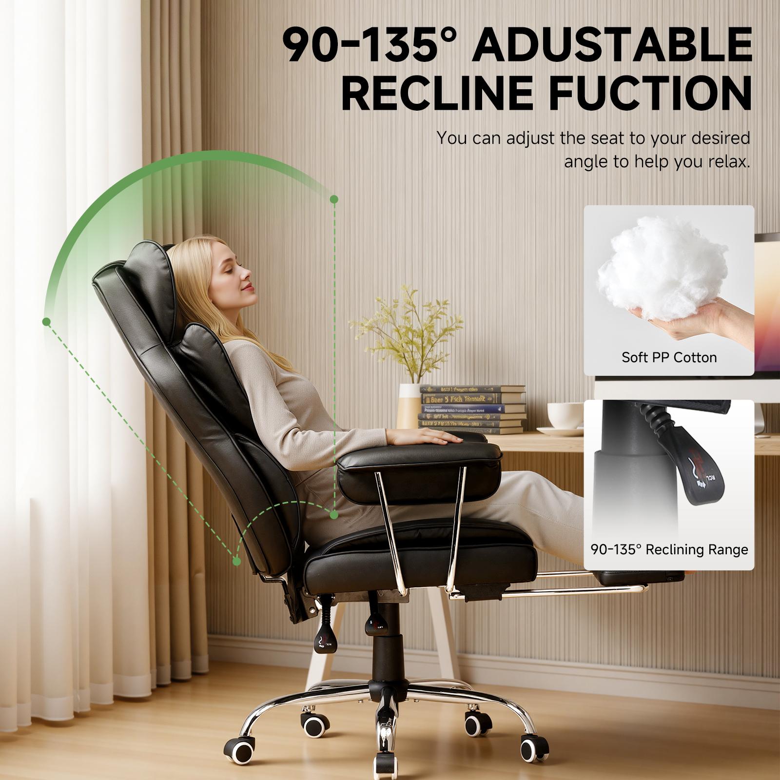 【Dealsforyou】GTPLAYER Big and Tall Office Chair with Pocket Spring Lumbar Support, Ergonomic Comfortable Wide Office Chair with Outward Fixed Soft Armrests and Footrest Adjustable Sofa Furniture Comfy