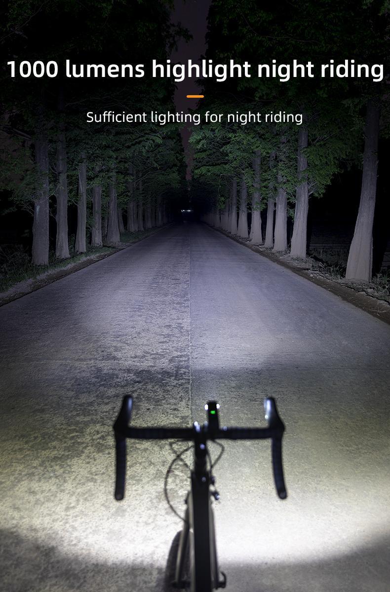 ROCKBROS Bike Light 1000 Lumens USB Rechargeable Bike Headlight Led IPX6 Waterproof Bike Front Light 5 Modes Aluminum Alloy Super Bright Bike Light for Night Riding