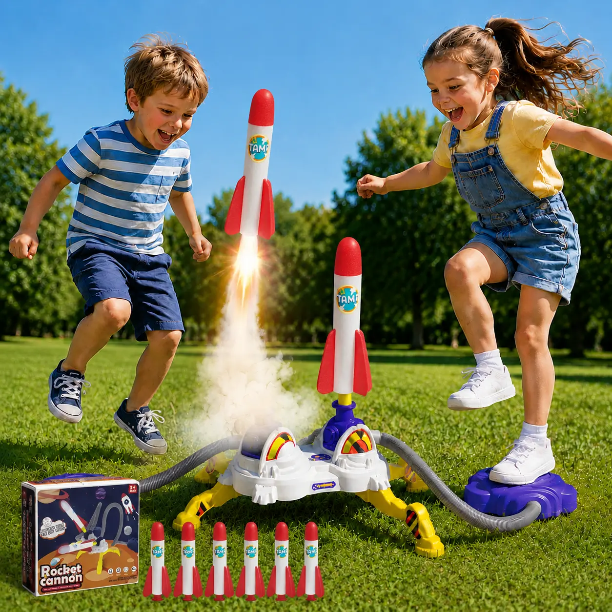 Unisex Rocket Cannon Toy Assembly Kit - Outdoor Interactive Sports Set with Launchable Rockets, Sci-Fi Toys, Fun Accessories for Family Entertainment, Halloween Gifts, Launch Rockets indoor Foam Glider Catapult Toy