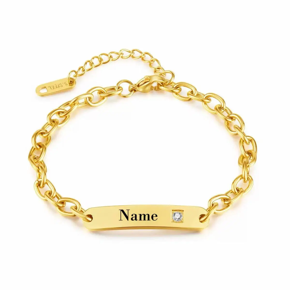 XY002 Unisex Custom Engraved Personalized Name Bracelet, Artificial Gemstone Jewelry Accessory Gift