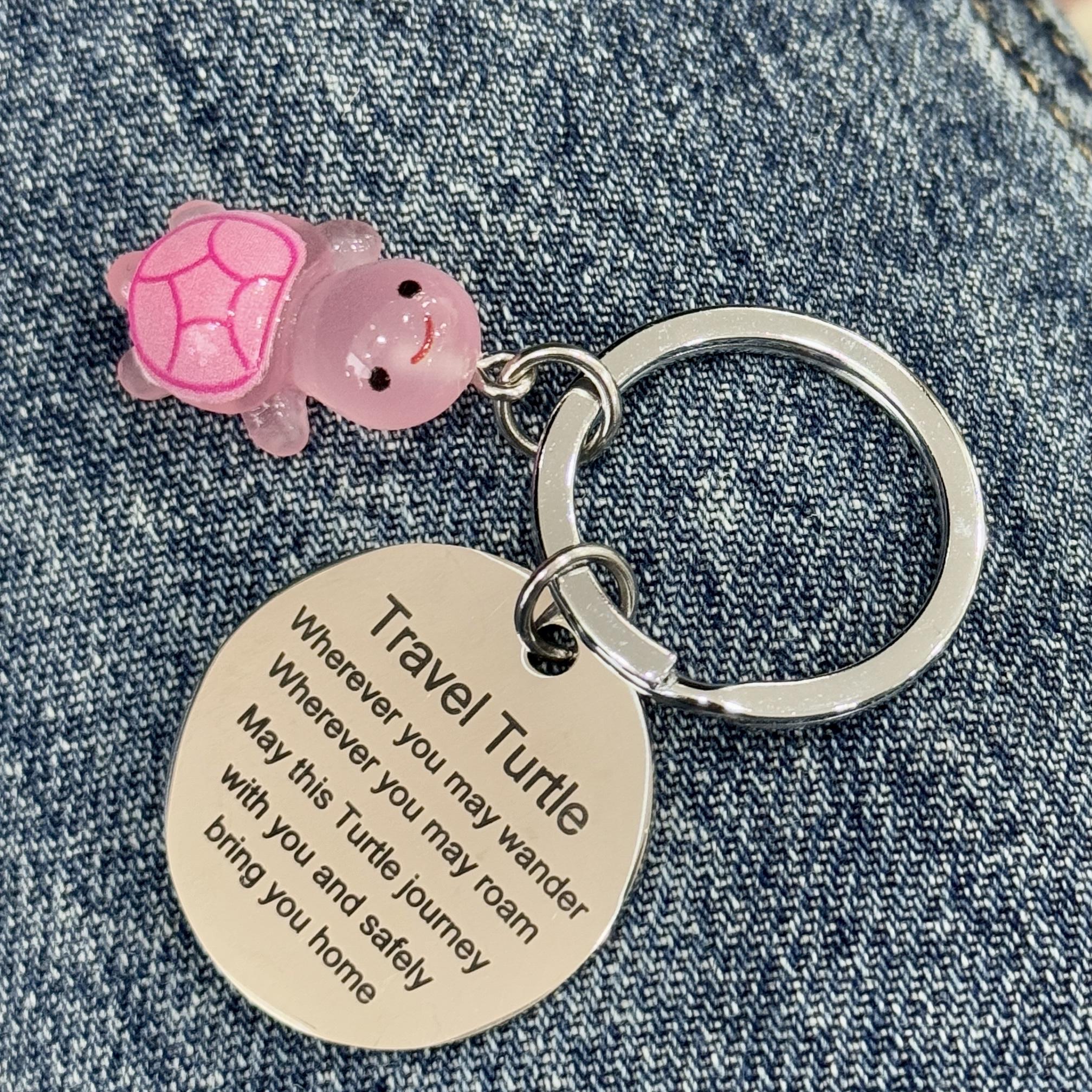 Glow-in-the-Dark Travel Turtle Keychain Wherever You May Wander Good Luck keychain for Family Friends Couple