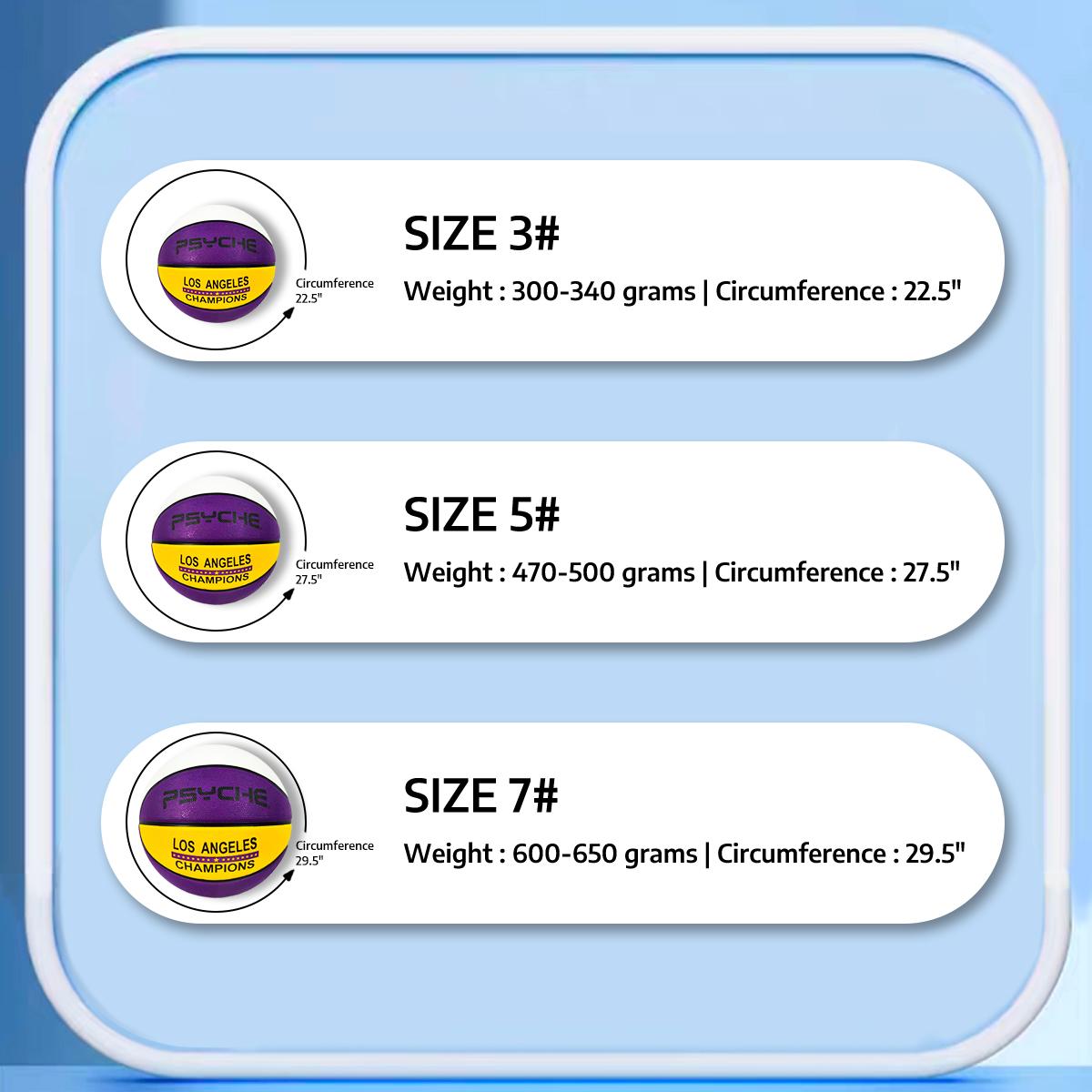 PSYCHE Rubber Basketball 22.5" Outdoor Beginner Mini Basketball Christmas Gift with Butyl Liner Non-Slip Rubber Fabric and Free Gift