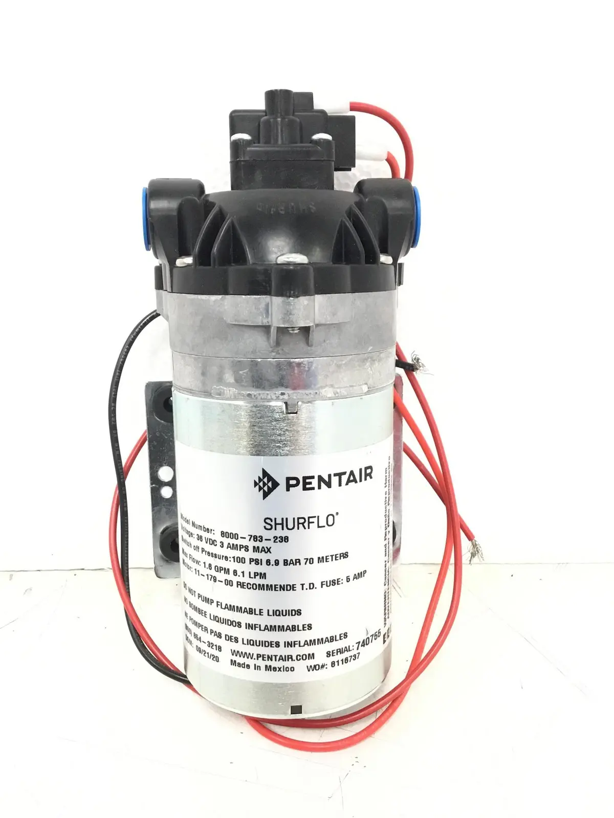 New SHURFLO 8000-783-238 Diaphragm Pump 3 Chamber 1.6 GPM 36VDC Pentair