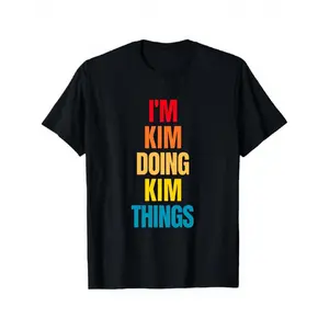 Black Crew Neck Graphic Tee Shirt Im Kim Doing Kim Things Slogan Print Casual Daily Wear Short Sleeve T Shirt 180gsm, Shirt for Women? Perfect for Spring & Summer, Premium Quality Lounge Wear Tee, Short Sleeve, Spring Attire, Women, Cotton T Shirts
