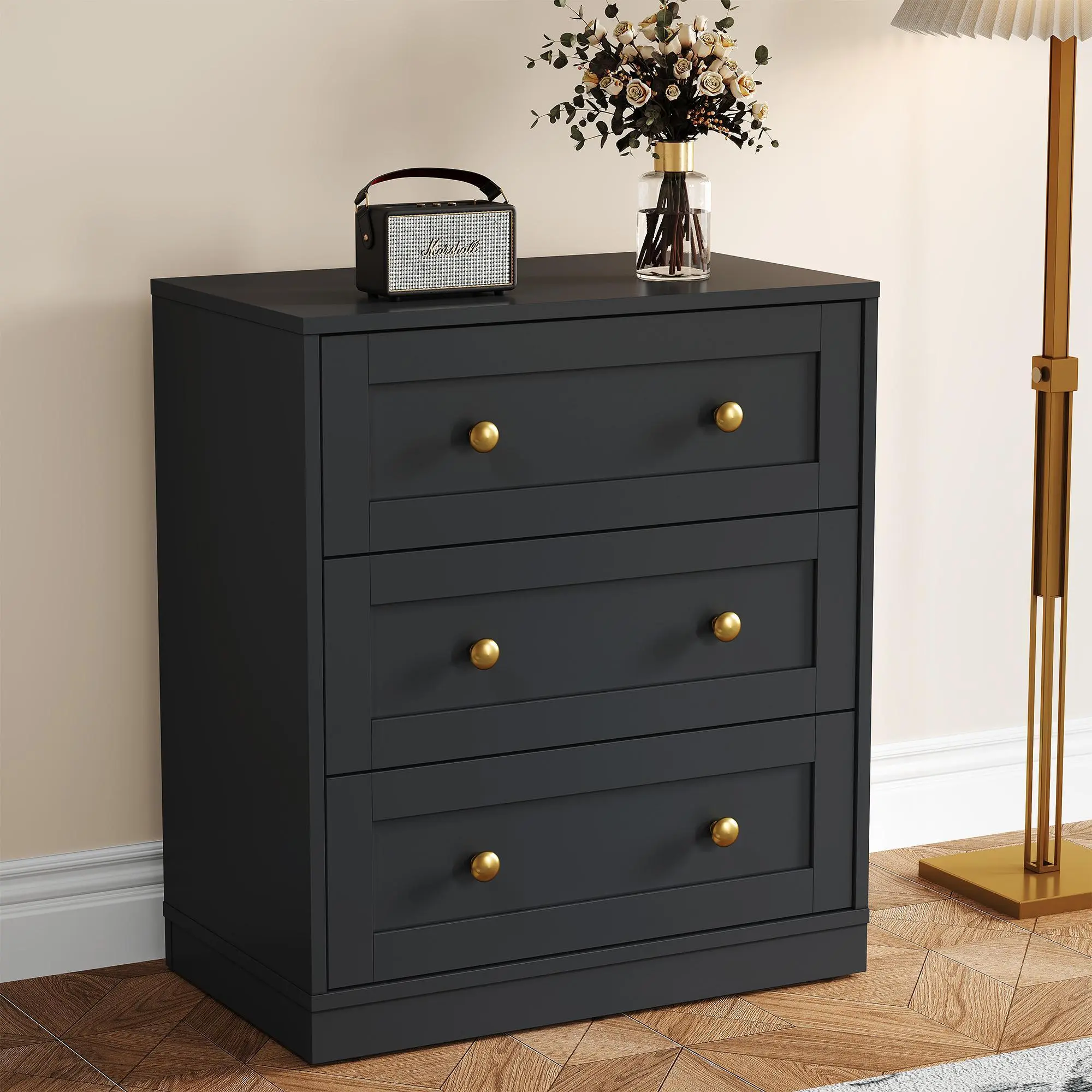 3 drawers-Black