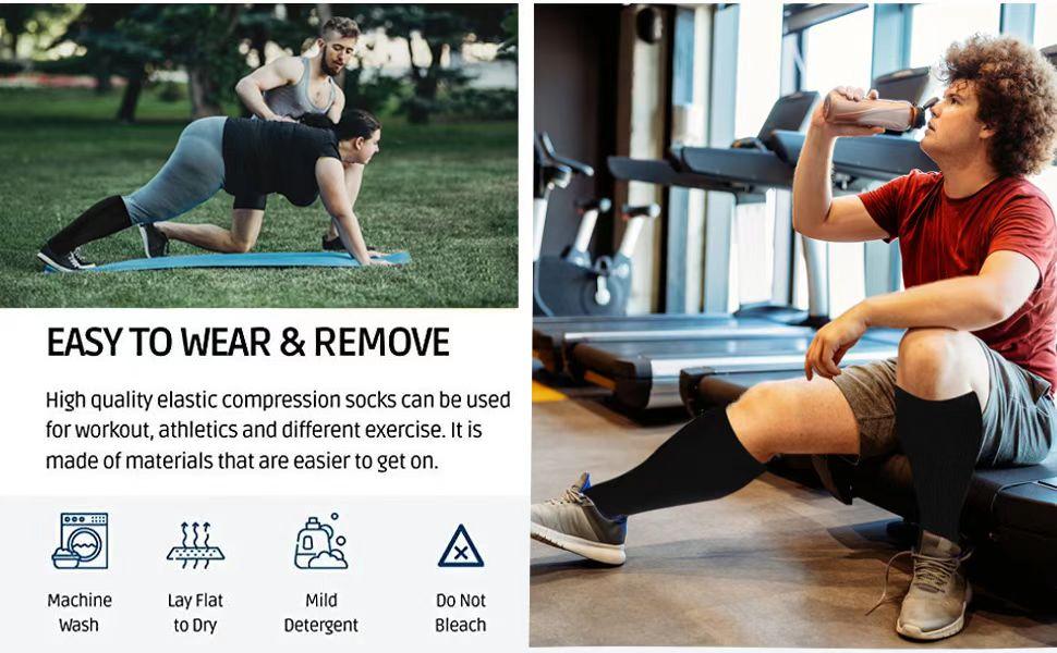 Tinylemon 3 Packs Plus Size Compression Knee High Sports Socks for Women and Men Wide Calf Stockings Breathable