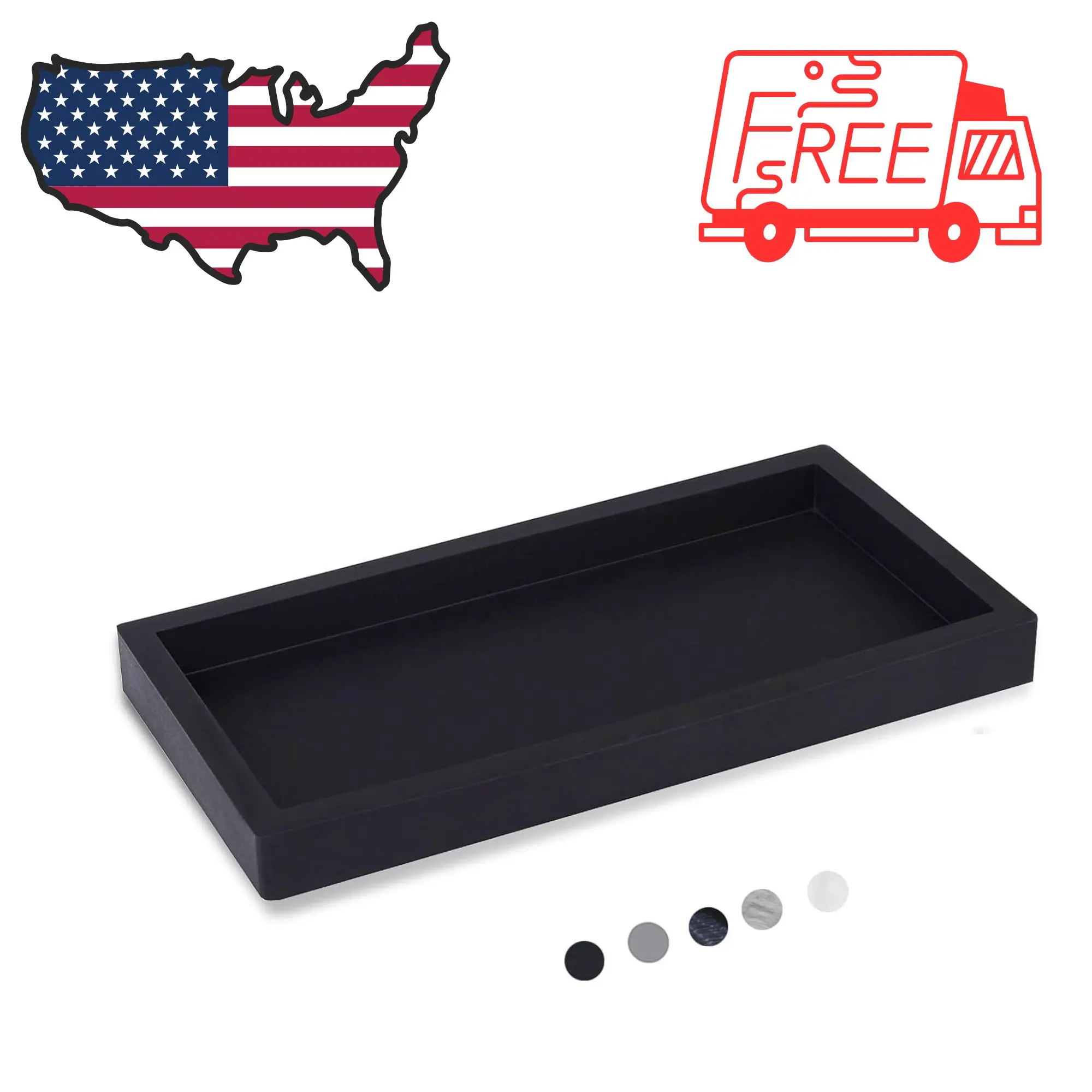 Silicone Bathroom Vanity Tray Dish Soap Holder Sink Organizer, Black