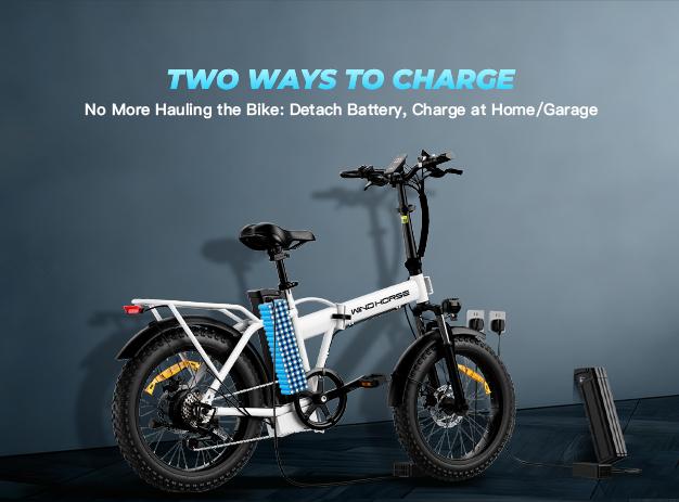 WINDHORSE W4A Foldable Electric Bike, Peak 983W Motor Ebike, 55-70 Miles & 20 MPH, 48V Removable Battery, 20" Fat Tire All-Terrain Electric Bicycle for Adults Teens with 7-Speed, Suspension