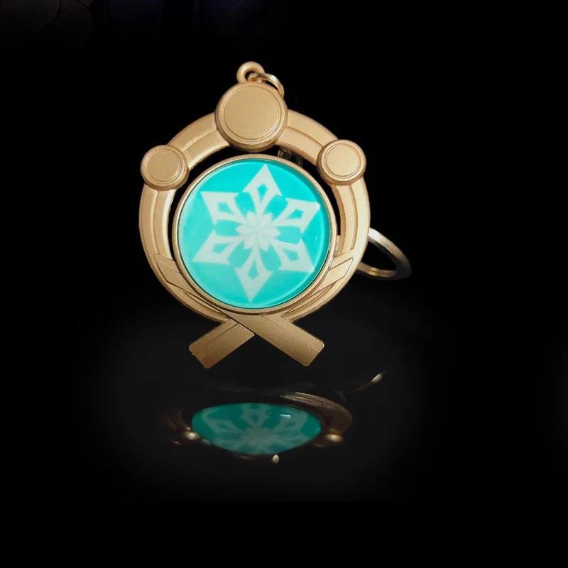 New Teyvat Vision Fontaine Water God Focalors Lyney and Lynette Keychain Luminous 7 Element Eye Of Original God Toy KeyRing