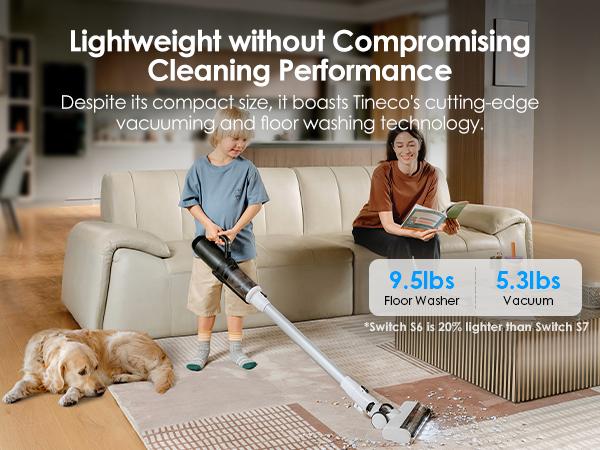Tineco FLOOR ONE Switch S6 Wet Dry Vacuum Cleaner,Smart Floor Washer,5-in-1 Multi-Function,Self-Cleaning,5min Flash Dry, ZeroTangle Brush,Dual-Edge Cleaning,Whole-House Cleaning