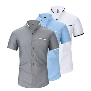 Men’s Summer Stand Collar Short-Sleeve Shirt – Business, Fashionable, Casual, Minimalist, Vintage, Slim Fit