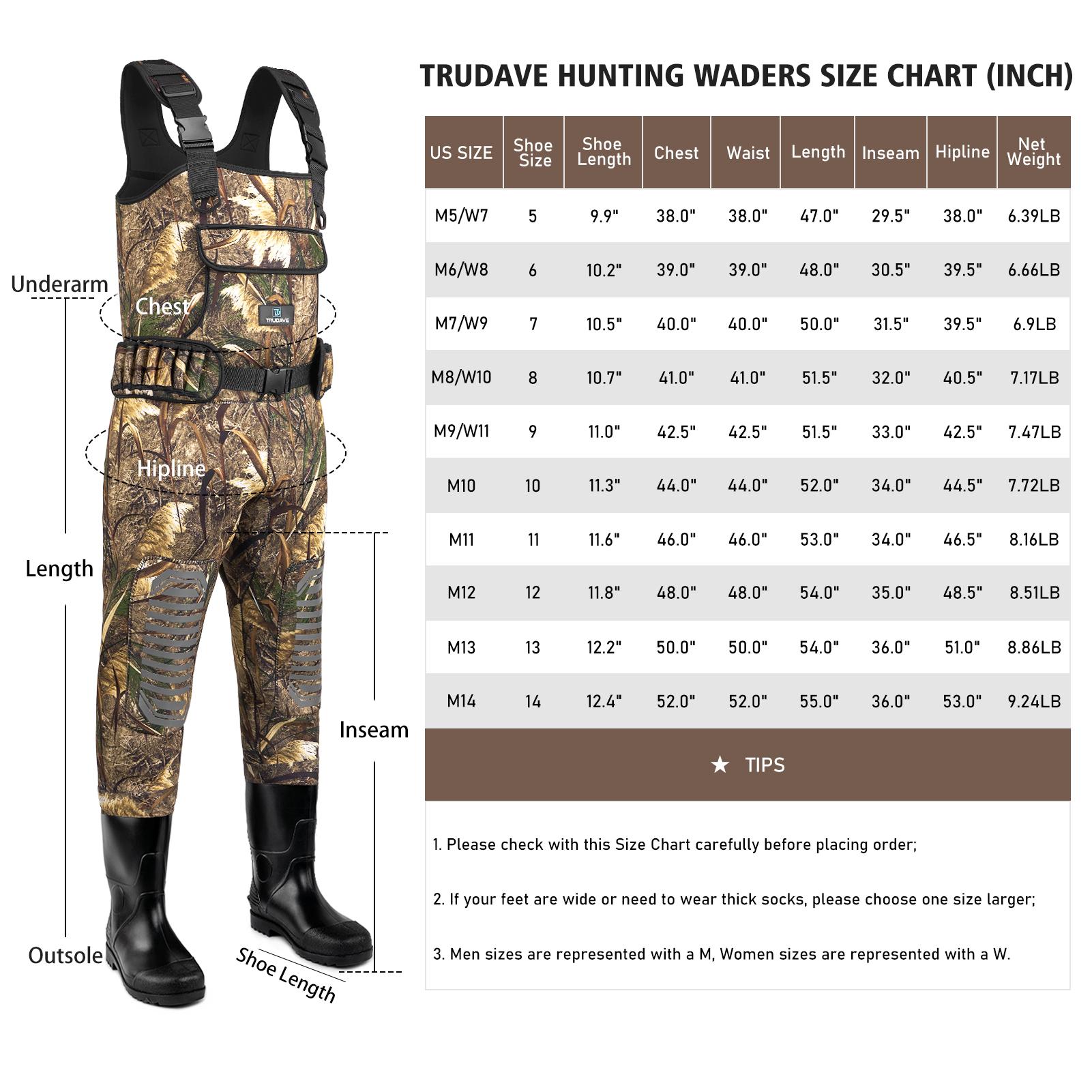 Trudave Fishing Waders for Men, Chest Waders with Boots for Men & Women, 4MM Neoprene Waterproof Waders for Hunting & Fishing