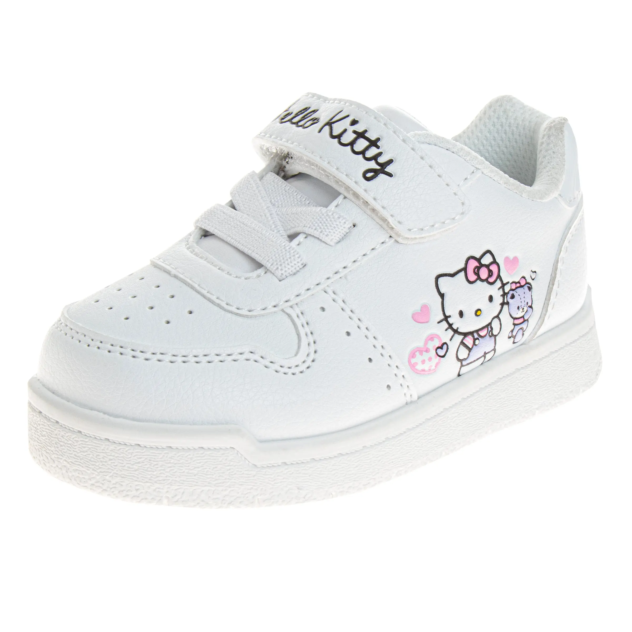 JOSMO KIDS Kids Trainers for Toddler Girls, Hello Kitty Low Top Shoes Sneakers, Vintage-Inspired Faux Leather with Cushioned Slip-Resistant Rubber Sole, Casual Trendy Trainers, Flat Trainers