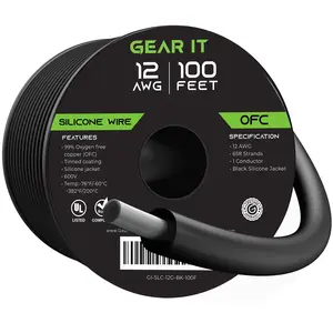 12AWG 600V Tinned OFC Stranded Silicone Wire, Black