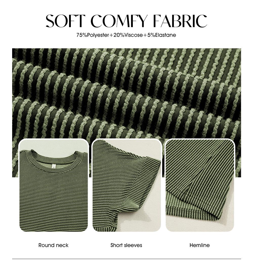 EVALESS Women's Solid Short Sleeve T Shirts Tops Ribbed Knit Striped Crewneck Casual Loose Fit T Shirts 2026 Womenswear Springtok Summer Outfits EVALESS Women's Solid Short Sleeve T Shirts Tops Ribbed Knit Striped Crewneck Casual Loose Fit T Shirts 2026 Womenswear Springtok Summer Outfits