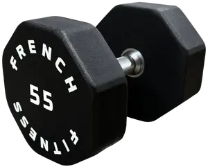 French Fitness Urethane 8 Sided Hex Dumbbell 55 lbs - Single (New)