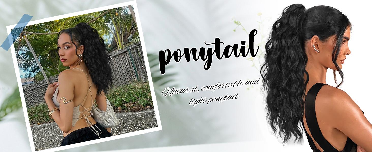 AISI HAIR 20" Long Claw Hair Extension Synthetic Wavy Curly Hairpieces Ponytail Clip in Ponytail Wig Daily Fluffy Pony Tail for Women