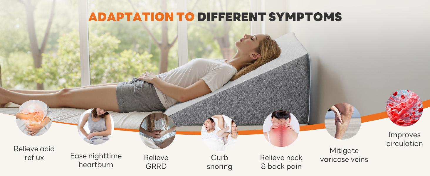 Wedge Pillow, Body Pillow for Sleep Apnea, Neck Pain Relief, Post Surgery, Sleeping Comfort, Acid Reflux, Heartburn, Back Pain Relief and Snoring