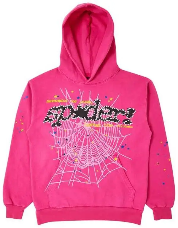 Sp5der Pink Hoodie Set, Y2K Graphic Print Tracksuit for Men and Women, Hip Hop Streetwear Pullover & Sweatpants Set, Trendy Urban Casual Matching Outfit