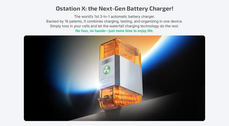 OLIGHT Ostation X Battery Charger for NiMH AA Rechargeable Battery, Charging, Testing, Storage, 3-in-1 Automatic Design