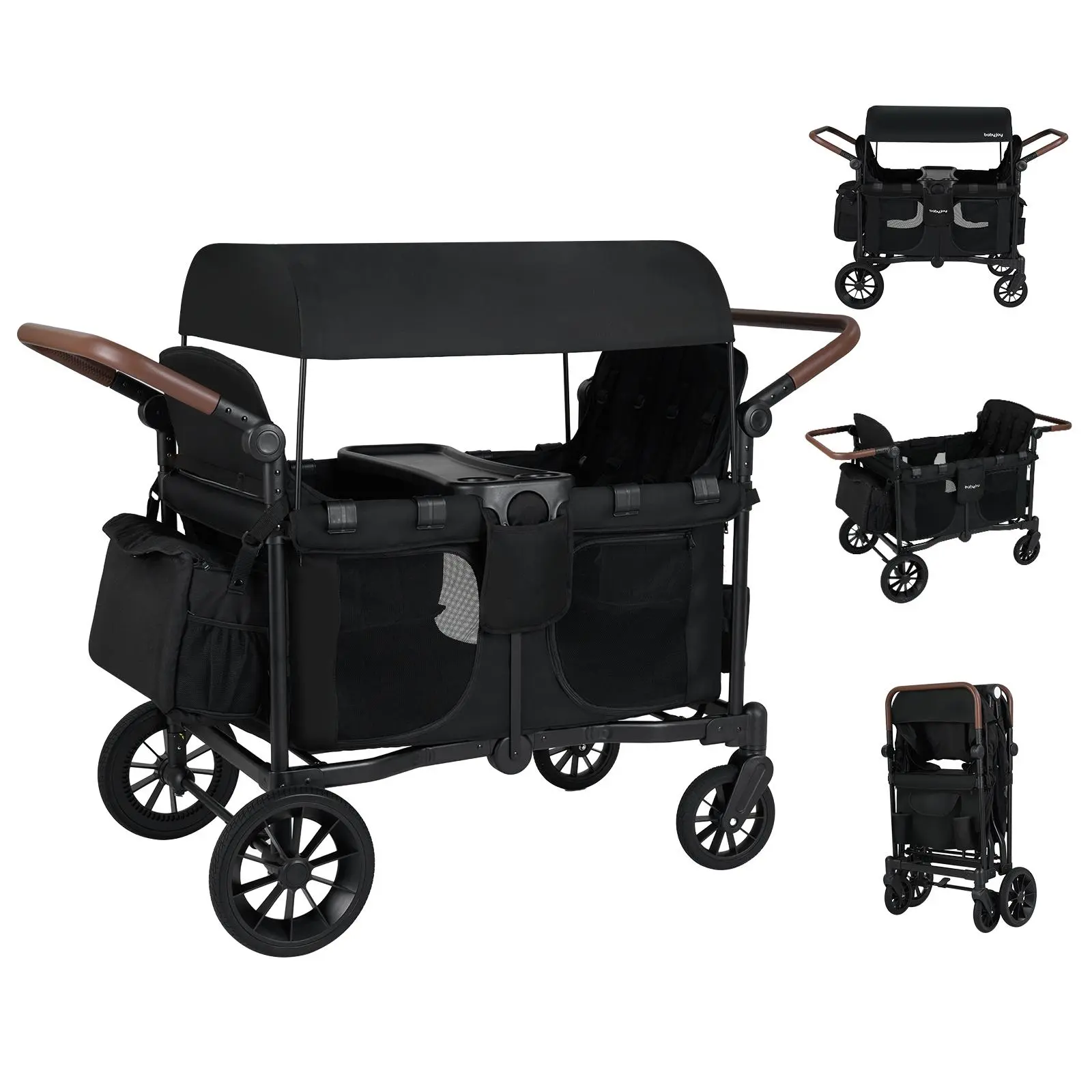 Costzon Baby Stroller Wagon for 2/4 Kids (6-36 Months) – Collapsible Push-Pull Wagon with Adjustable Handlebar, Removable Canopy, Safety Harness, Large Storage Bag for Kids Outdoor Play tiktokshopbacktoschool tiktokshopbacktoschool tiktokshopbacktoschool