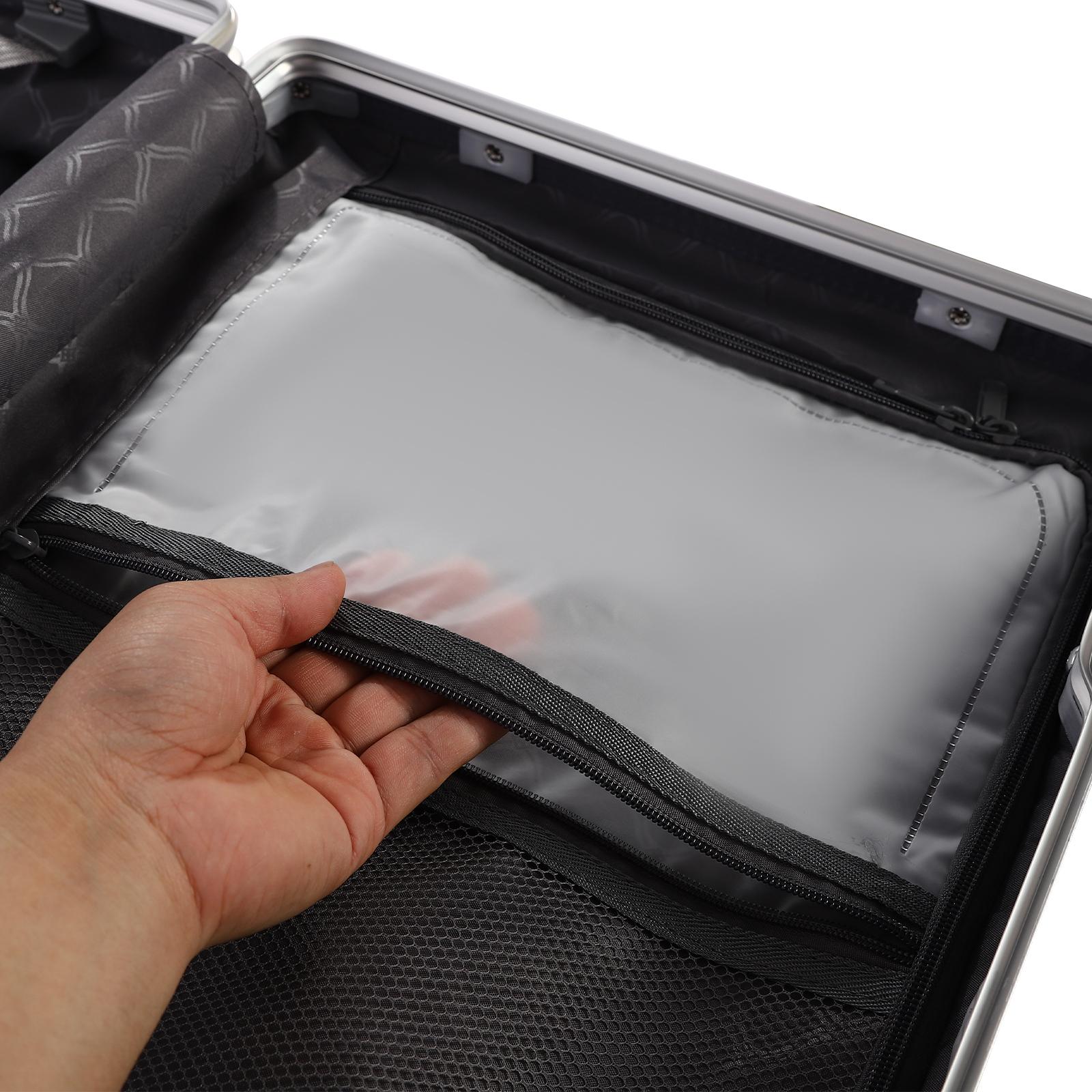 CNCEST Portable Hardside Luggage Set 20" Spinner Suitcase 14-15" Laptop Case Trolley Front Pocket USB Charging Port