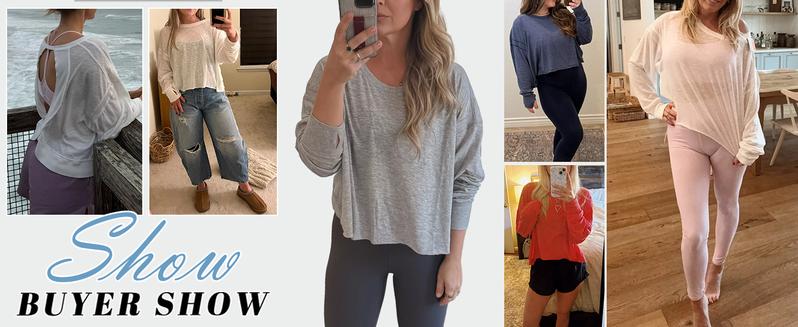 Ommig Womens Open Back Workout Top Long Sleeve Athletic Shirts Casual Crop Running Tee Y2k Yoga