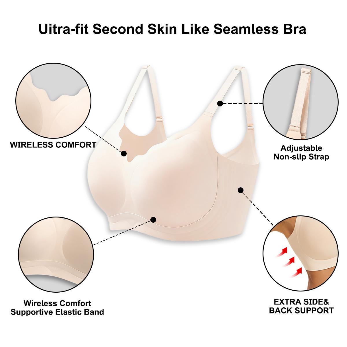 VRCOMFY Women Seamless Bras No Underwire Scalloped Push Up Bras Soft Wireless Comfort Bralettes Full Coverage Everyday Bra Womenswear Adjustable Basic full coverage plunge bra