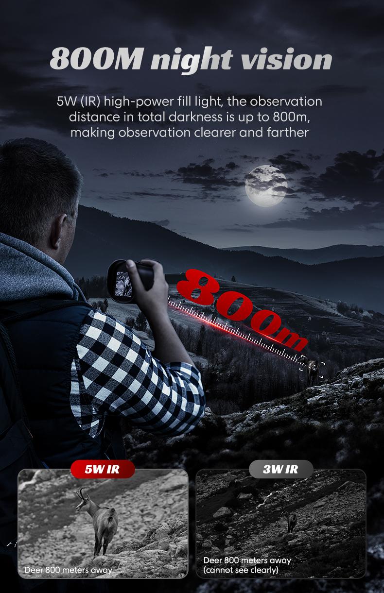 INSKAM Night Vision Monocular, 2'' HD Screen Infrared Binoculars with Compass for Photos and Videos, Perfect for Adults Outdoor Camping and Wildlife Observation