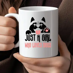 1pc 11oz Coffee Mug - Dog Lover Gift with Cute Dog Design & "Just a Girl Who Loves Dogs" Quote