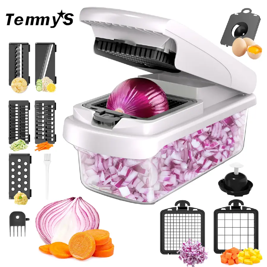 15-In-1  Vegetable Chopper Slicer, Onion Dicer Cutter, vegetable grater，MultiFunctional Food Chopper, Tomato Potato Garlic Chopper, With Strainer And Peeler kitchen home utensil Food Garlic Chopper，onion dicer，pro slicers，durable kitchen equipment