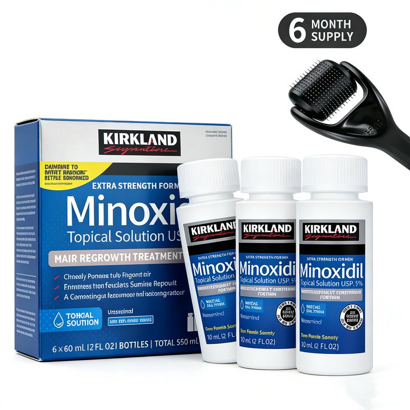 Kirkland Minoxidil Hair & Beard Growth Kit -Anti Hair LossTreatment with Dropper &Derma Roller