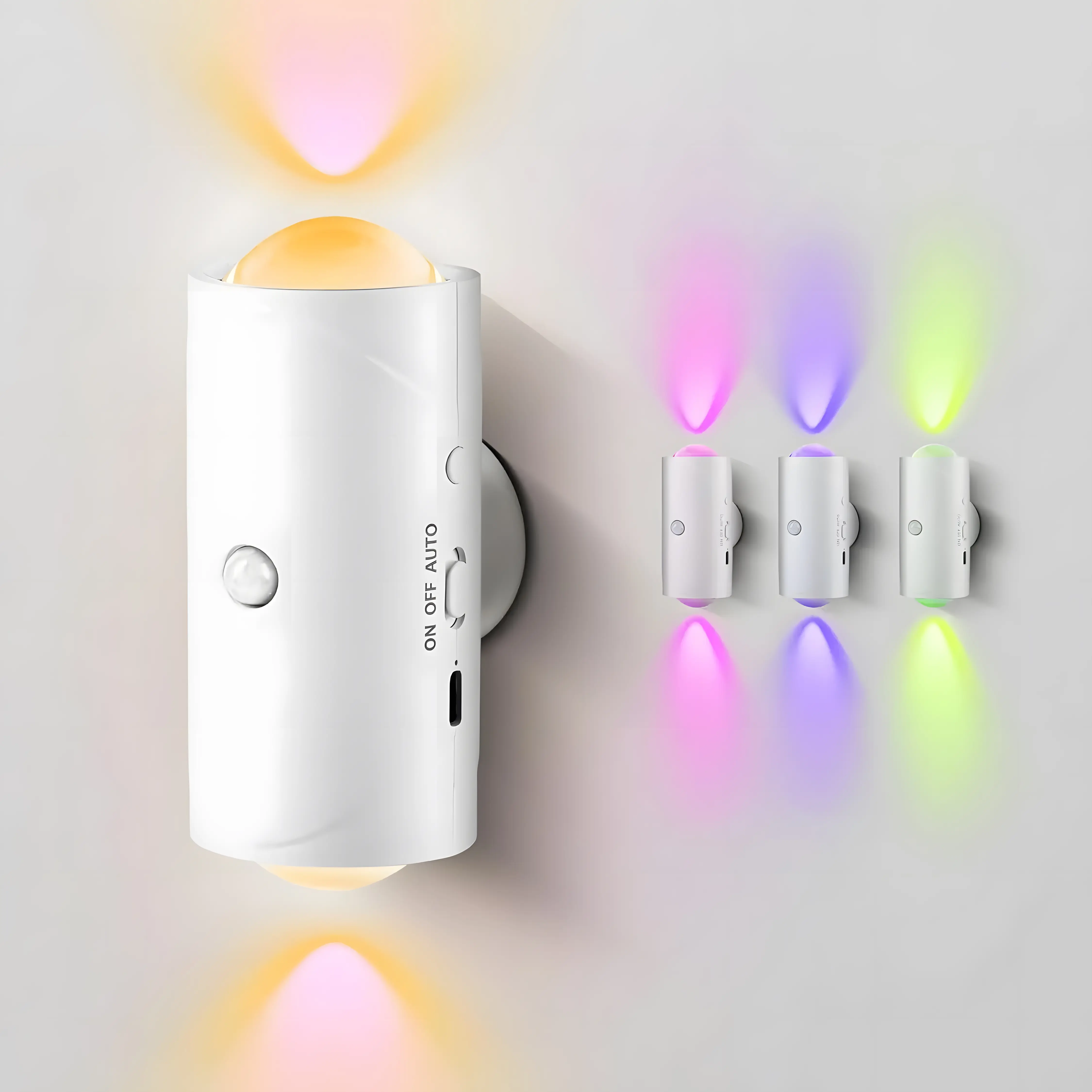 RGB Gradient Dimming Smart Rechargeable LED Wall Lamp - Automatic Motion Sensor, Magnetic Stick-On, USB-C Charging Cable, 1500mAh Batteries, Dimming Mode, Solid & Multicolor LED Lights, Decorative Lights for Bedroom, Entryway