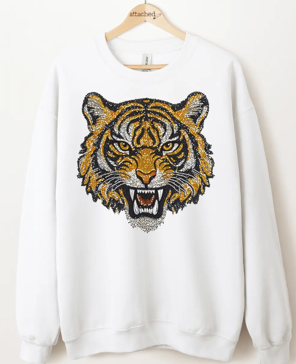 Faux Jewel Tiger Graphic Top Faux Jewel Tiger Graphic Top