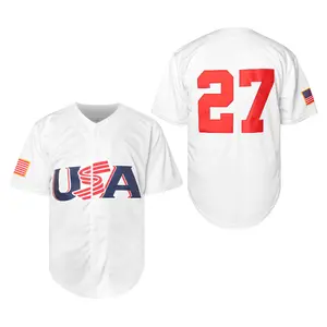 Men's Baseball Jersey #27, Slight Stretch, Lettering Embroidery, Soft Fabric