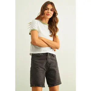 Fresh Take Color Block Waffle Top - White/Sage